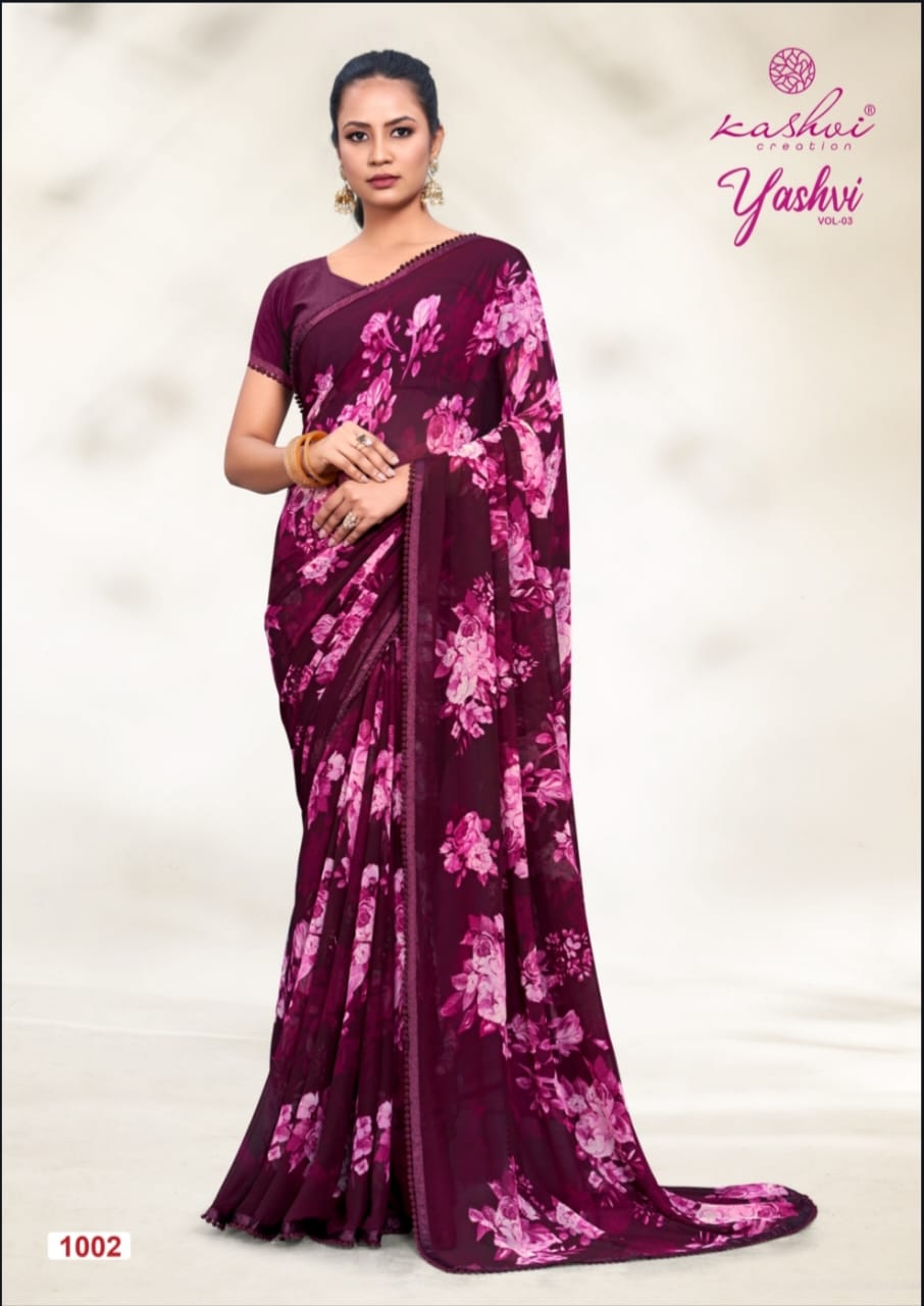 Yashvi Vol 3 By Kashvi Daily Wear Printed Georgette Sarees Wholesale Price In Surat